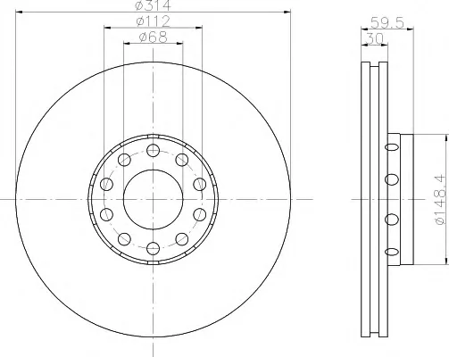 8DD 355 104-351 BEHR/HELLA/PAGID Тормозной диск (фото 1)