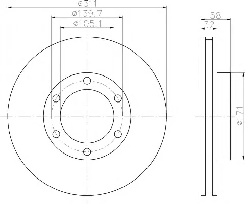 8DD 355 105-211 BEHR/HELLA/PAGID Тормозной диск (фото 1)