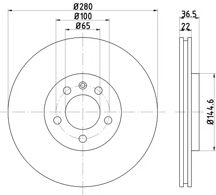 8DD 355 105-371 BEHR/HELLA/PAGID Тормозной диск (фото 1)