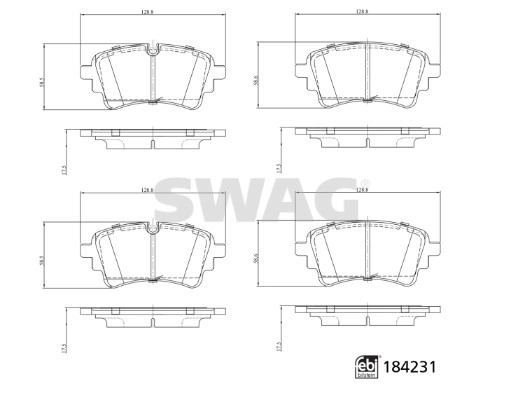33 10 9321 SWAG Комплект тормозных колодок, дисковый тормоз (фото 1)
