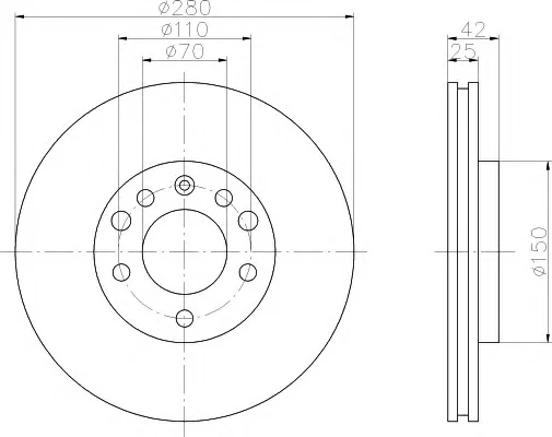 8DD 355 106-061 BEHR/HELLA/PAGID Тормозной диск (фото 1)