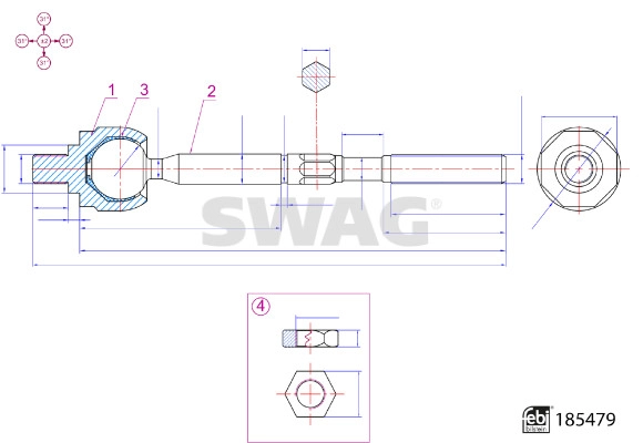 33 10 9941 SWAG Осевой шарнир, рулевая тяга (фото 1)