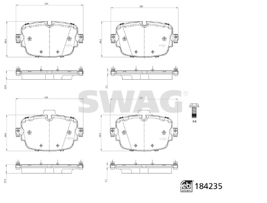 33 10 9325 SWAG Комплект тормозных колодок, дисковый тормоз (фото 1)