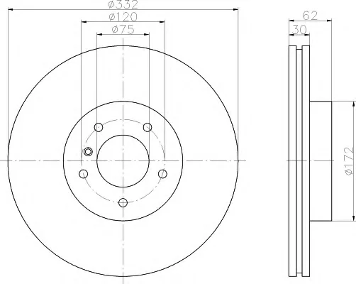 8DD 355 107-741 BEHR/HELLA/PAGID Тормозной диск (фото 1)