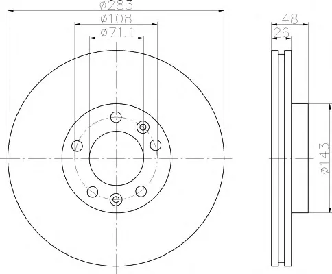 8DD 355 108-401 BEHR/HELLA/PAGID Тормозной диск (фото 1)