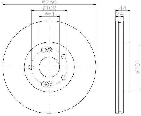 8DD 355 108-621 BEHR/HELLA/PAGID Тормозной диск (фото 1)