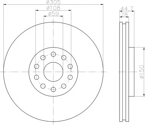 8DD 355 108-911 BEHR/HELLA/PAGID Тормозной диск (фото 1)