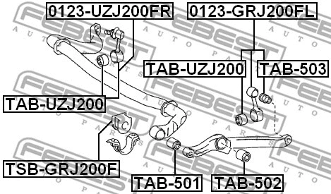 0123-GRJ200FL FEBEST Тяга / стойка, стабилизатор (фото 2)