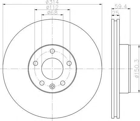 8DD 355 111-111 BEHR/HELLA/PAGID Тормозной диск (фото 1)