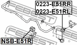 0223-E51RR FEBEST Тяга / стойка, стабилизатор (фото 2)