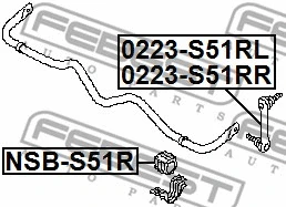 0223-S51RR FEBEST Тяга / стойка, стабилизатор (фото 2)