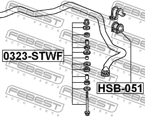 0323-STWF FEBEST Тяга / стойка, стабилизатор (фото 2)