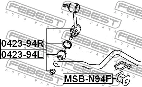 0423-94R FEBEST Тяга / стойка, стабилизатор (фото 2)