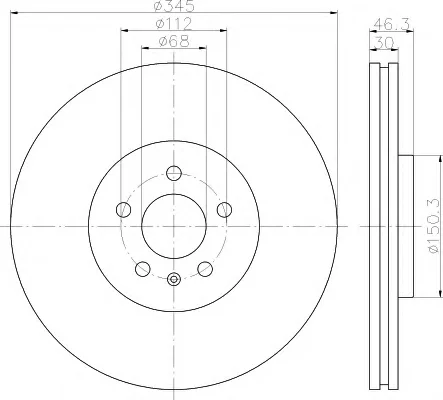 8DD 355 112-371 BEHR/HELLA/PAGID Тормозной диск (фото 1)