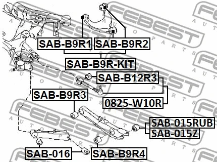 SAB-B9R-KIT FEBEST Ремкомплект, поперечный рычаг подвески (фото 2)