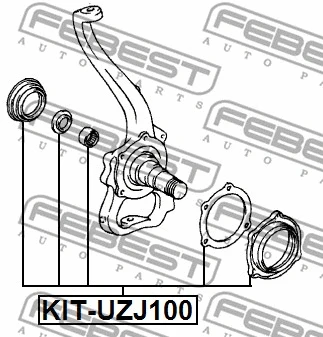 KIT-UZJ100 FEBEST Ремкомплект, поворотный кулак (фото 2)