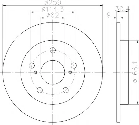 8DD 355 114-301 BEHR/HELLA/PAGID Тормозной диск (фото 1)