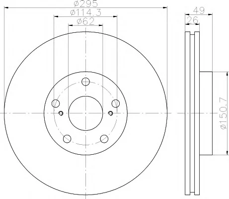 8DD 355 114-661 BEHR/HELLA/PAGID Тормозной диск (фото 1)