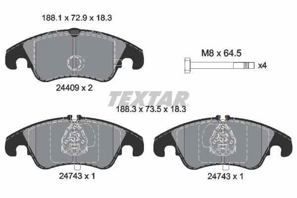2440901 TEXTAR Комплект тормозных колодок, дисковый тормоз (фото 2)