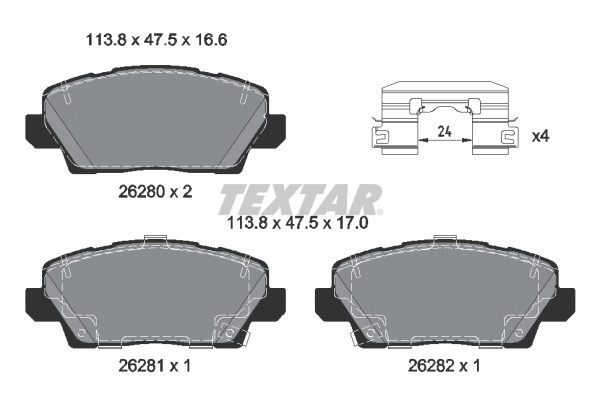 2628001 TEXTAR Комплект тормозных колодок, дисковый тормоз (фото 2)