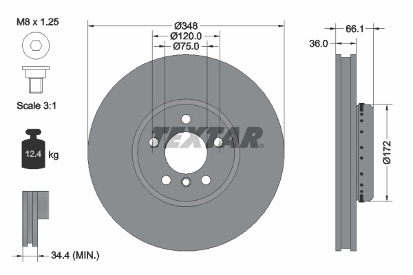 92253803 TEXTAR Тормозной диск (фото 1)
