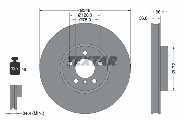 92253825 TEXTAR Тормозной диск (фото 1)