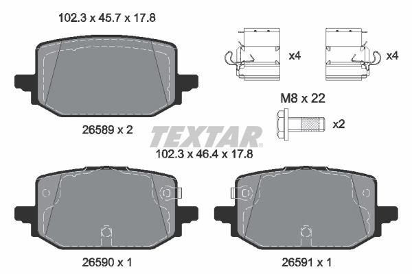 2658901 TEXTAR Комплект тормозных колодок, дисковый тормоз (фото 1)