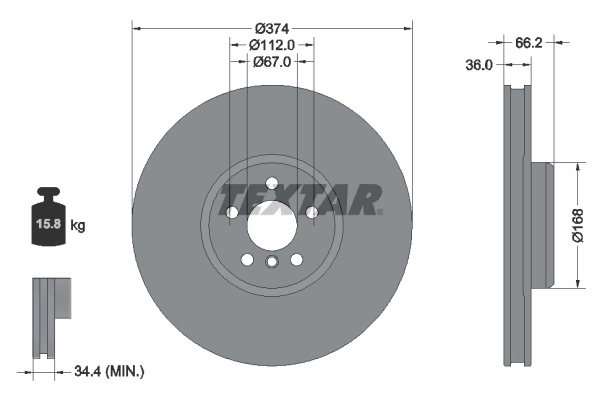 92312805 TEXTAR Тормозной диск (фото 1)