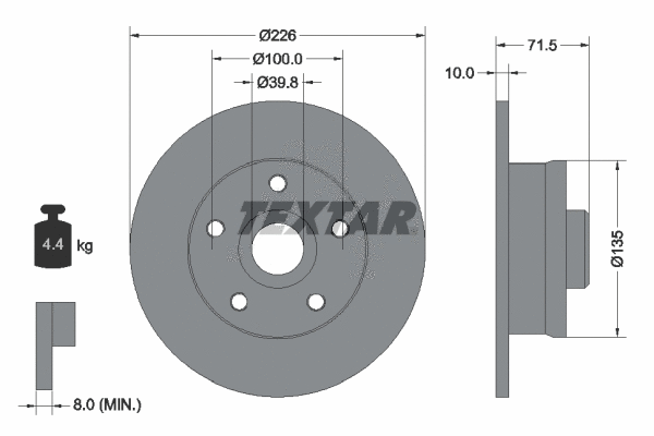 92057205 TEXTAR Тормозной диск (фото 1)