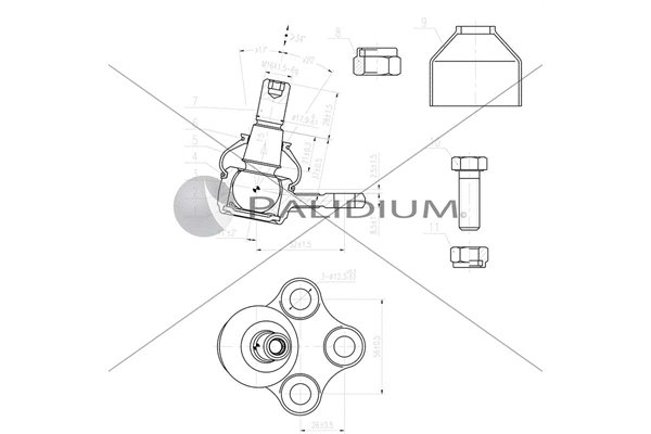 PAL5-4015 ASHUKI by Palidium Шарнир независимой подвески / поворотного рычага (фото 1)
