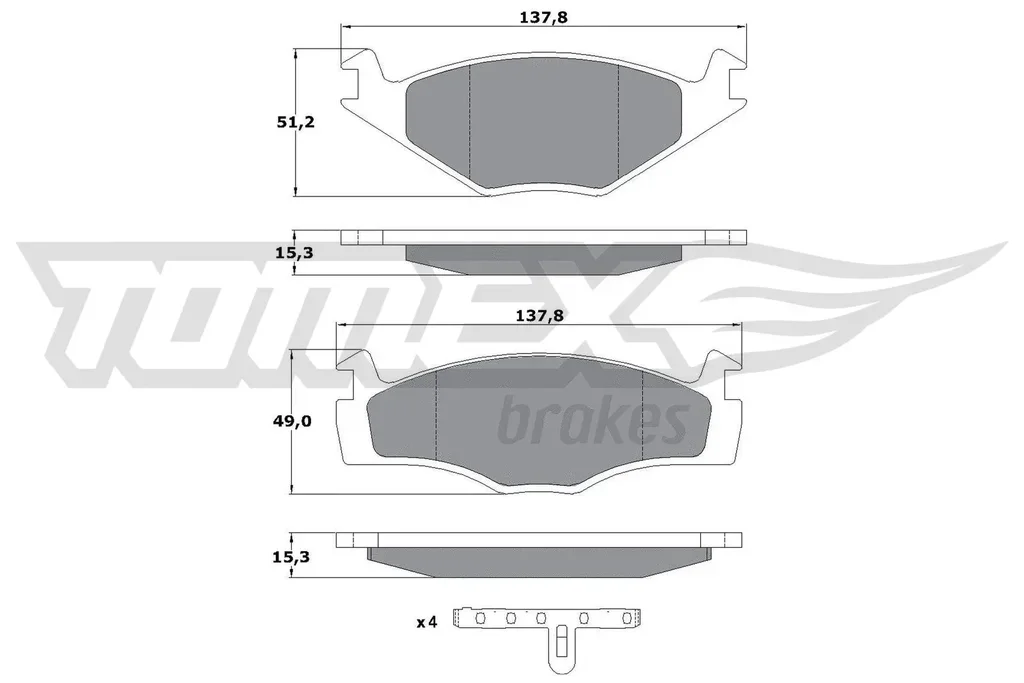 TX 10-14 TOMEX Brakes Комплект тормозных колодок, дисковый тормоз (фото 1)