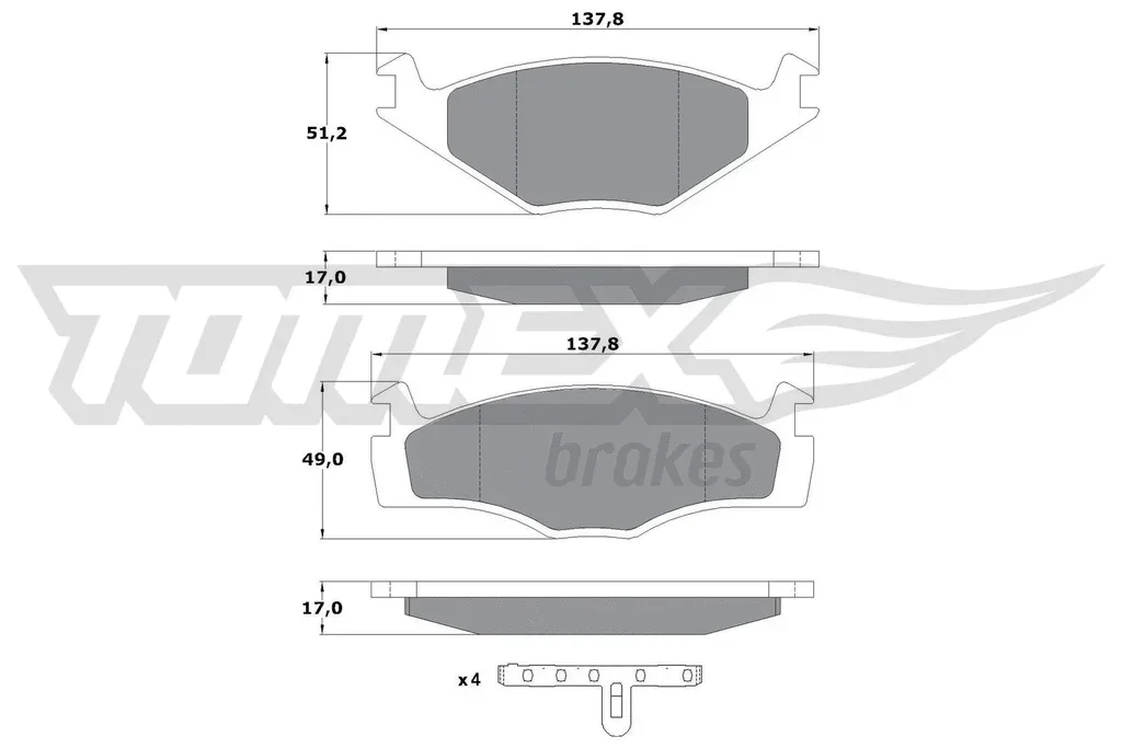 TX 10-141 TOMEX Brakes Комплект тормозных колодок, дисковый тормоз (фото 1)