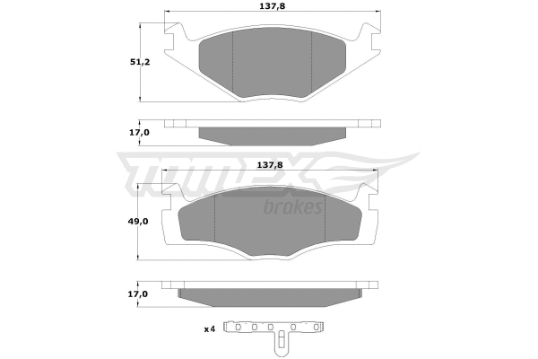 TX 10-141 TOMEX Brakes Комплект тормозных колодок, дисковый тормоз (фото 2)