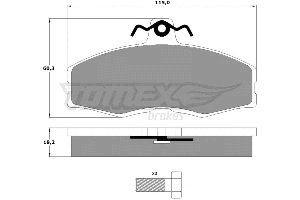 TX 10-27 TOMEX Brakes Комплект тормозных колодок, дисковый тормоз (фото 2)