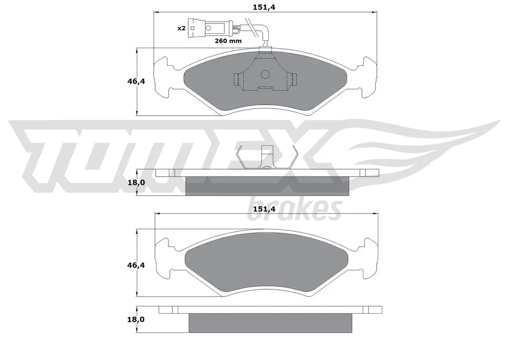 TX 10-281 TOMEX Brakes Комплект тормозных колодок, дисковый тормоз (фото 1)