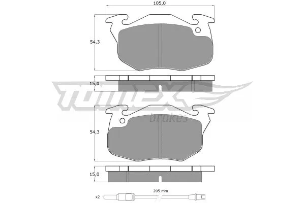 TX 10-342 TOMEX Brakes Комплект тормозных колодок, дисковый тормоз (фото 2)