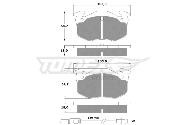 TX 10-51 TOMEX Brakes Комплект тормозных колодок, дисковый тормоз (фото 2)