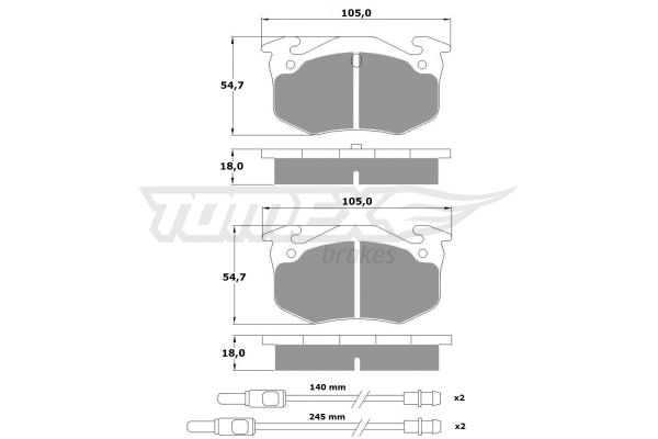 TX 10-511 TOMEX Brakes Комплект тормозных колодок, дисковый тормоз (фото 2)