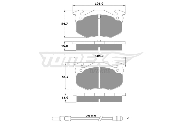 TX 10-512 TOMEX Brakes Комплект тормозных колодок, дисковый тормоз (фото 2)