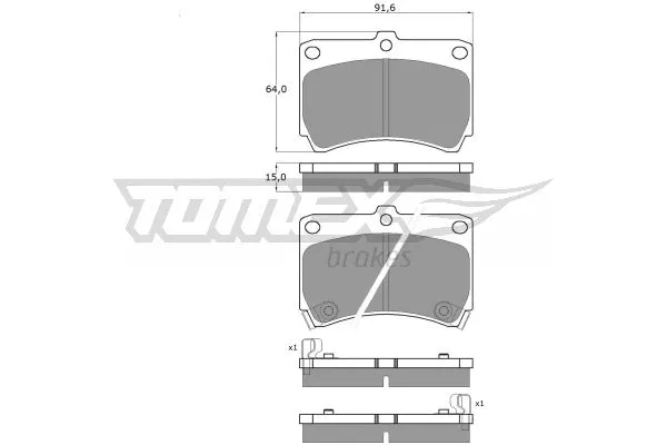 TX 10-91 TOMEX Brakes Комплект тормозных колодок, дисковый тормоз (фото 2)