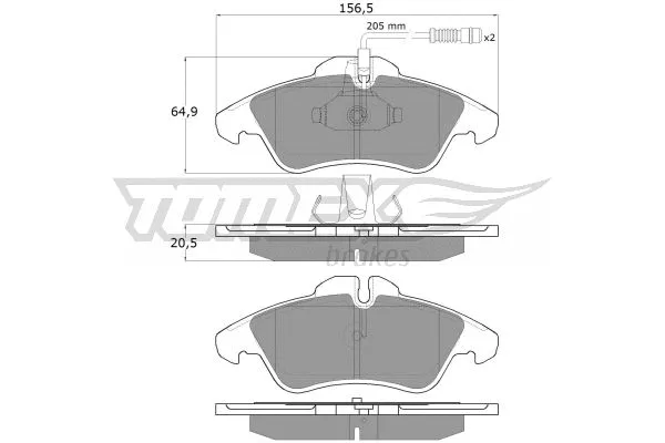 TX 10-931 TOMEX Brakes Комплект тормозных колодок, дисковый тормоз (фото 2)