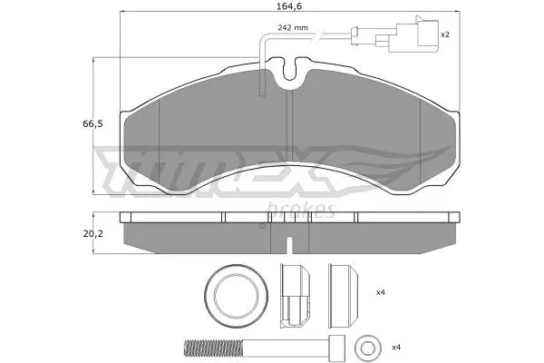 TX 11-112 TOMEX Brakes Комплект тормозных колодок, дисковый тормоз (фото 2)