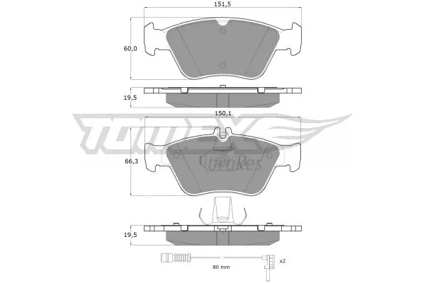 TX 11-471 TOMEX Brakes Комплект тормозных колодок, дисковый тормоз (фото 2)