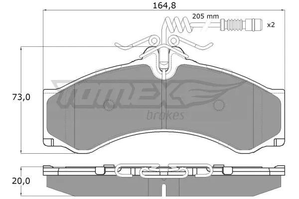 TX 11-481 TOMEX Brakes Комплект тормозных колодок, дисковый тормоз (фото 2)