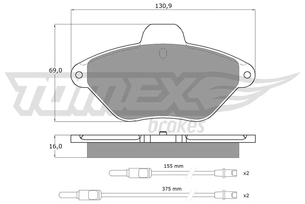 TX 11-89 TOMEX Brakes Комплект тормозных колодок, дисковый тормоз (фото 1)