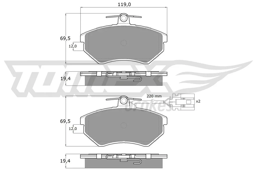 TX 12-04 TOMEX Brakes Комплект тормозных колодок, дисковый тормоз (фото 1)