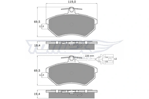 TX 12-04 TOMEX Brakes Комплект тормозных колодок, дисковый тормоз (фото 2)