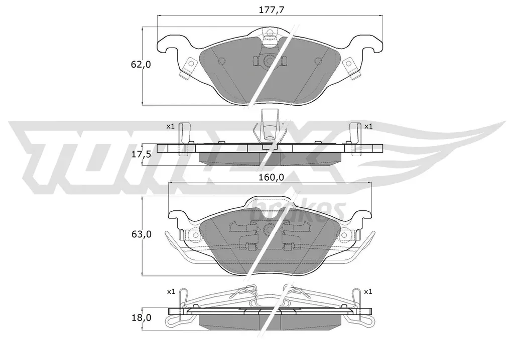 TX 12-21 TOMEX Brakes Комплект тормозных колодок, дисковый тормоз (фото 1)