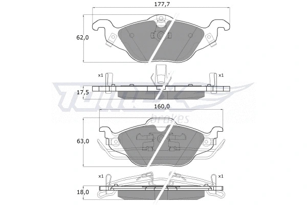 TX 12-21 TOMEX Brakes Комплект тормозных колодок, дисковый тормоз (фото 2)