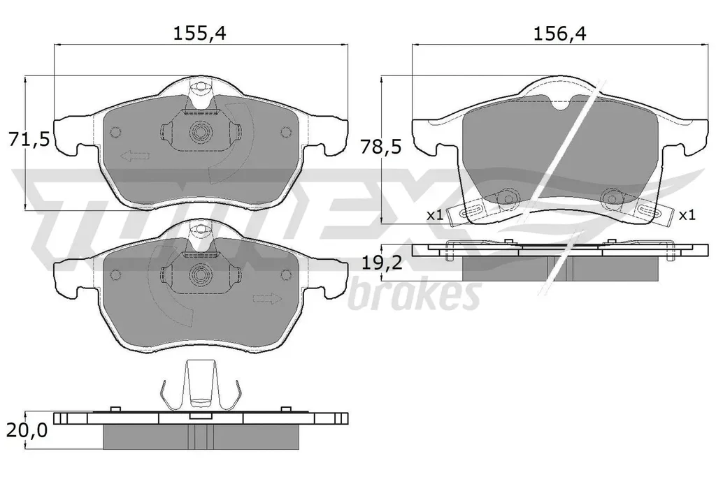 TX 12-22 TOMEX Brakes Комплект тормозных колодок, дисковый тормоз (фото 1)